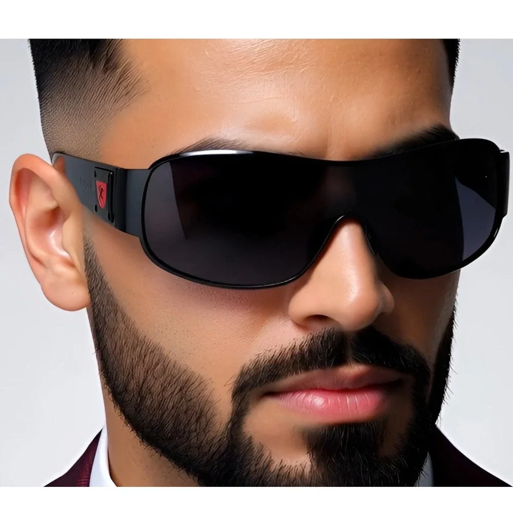Fashion Men's Square‎ Style Sunglasses Silver Black Sport Shades,Black/Red